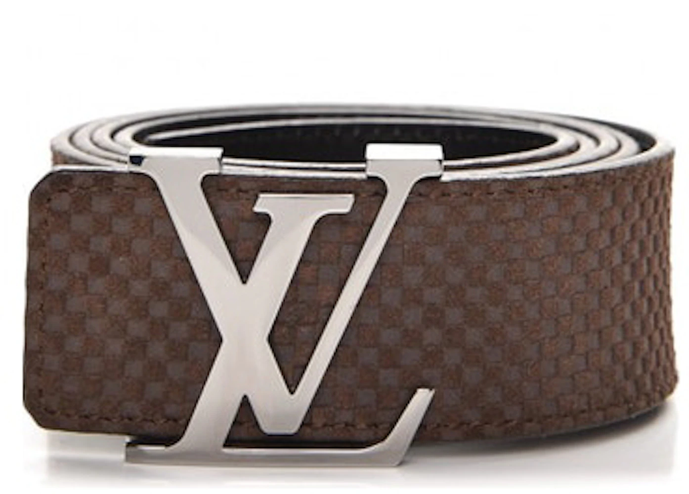 Louis Vuitton Belt Initiales Damier Mini Moka in Suede/Calfskin with  Silver-Tone - US