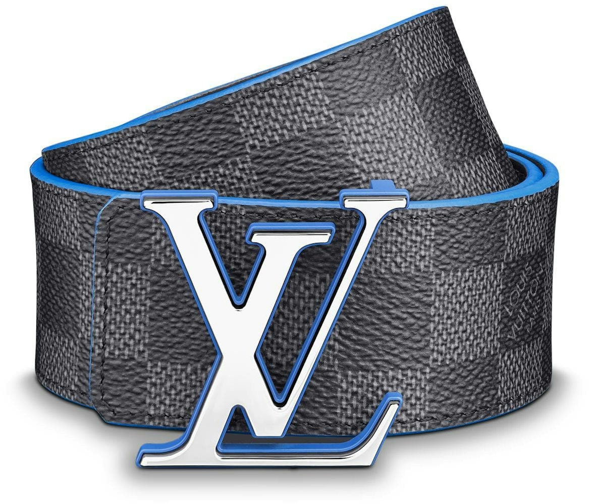 Louis Belt LV Initiales Damier Graphite 40 MM Black/Grey/Blue in Canvas/Leather with Palladium