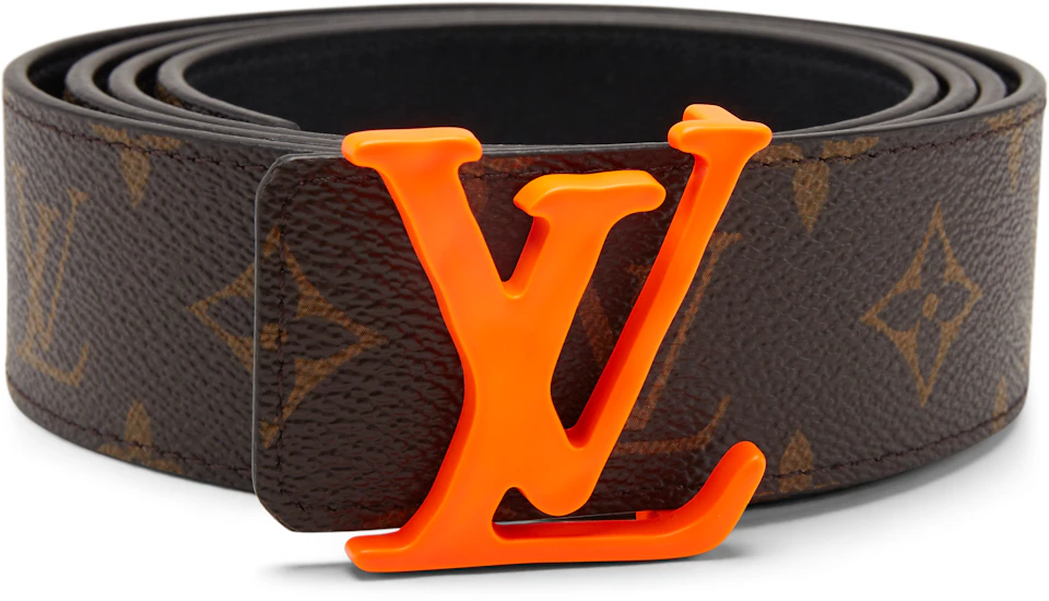 aktivering Passiv Over hoved og skulder Louis Vuitton Shape Belt Monogram 40MM Brown in Coated Canvas with Orange