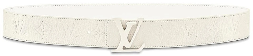 wafer Calibre Serena Louis Vuitton Initials Shape Belt Monogram 40MM Powder White in Taurillon  with White