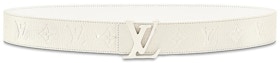 Louis Initials Shape Belt Monogram 40MM Powder White in Taurillon with White