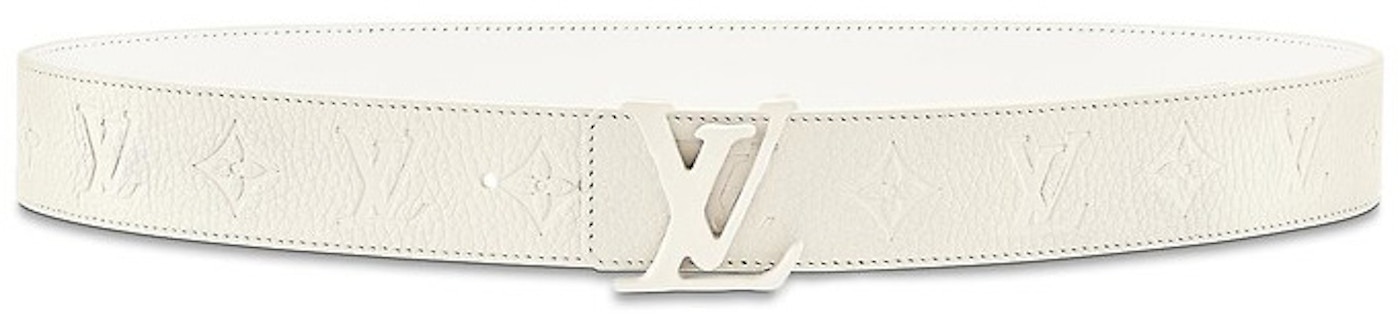 Louis Initials Shape Belt Monogram 40MM Powder White in Taurillon with White