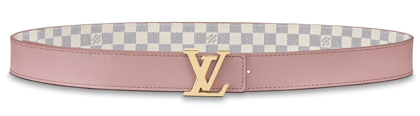 Spænde idiom atomar Louis Vuitton Belt LV Initiales Reversible Damier Azur 30MM Pink in Coated  Canvas/Leather with Gold-tone