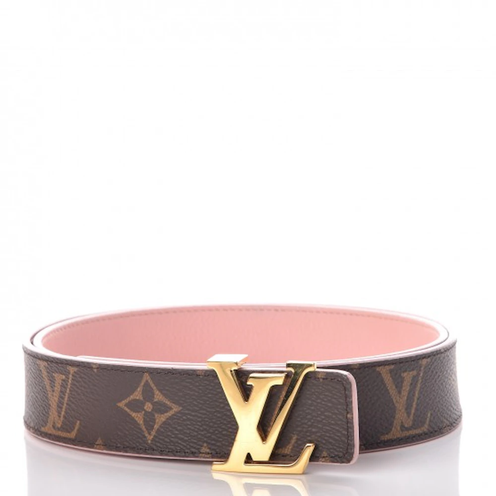 Louis Vuitton Belt LV Initiales Reversible Monogram Rose Poudre in  Calfskin/Coated Canvas with Gold-tone - US