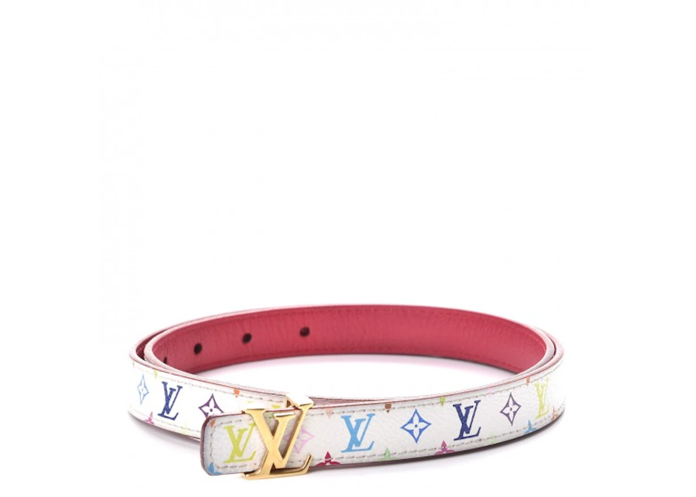 Louis Vuitton Belt LV Initials Monogram Multicolore Blanc White in Leather  with Brass - US