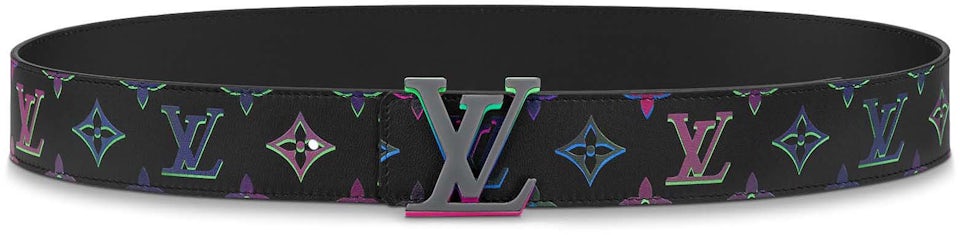 Pre-owned Louis Vuitton Lv Shape Reversible Belt Monogram 40mm Prism/black