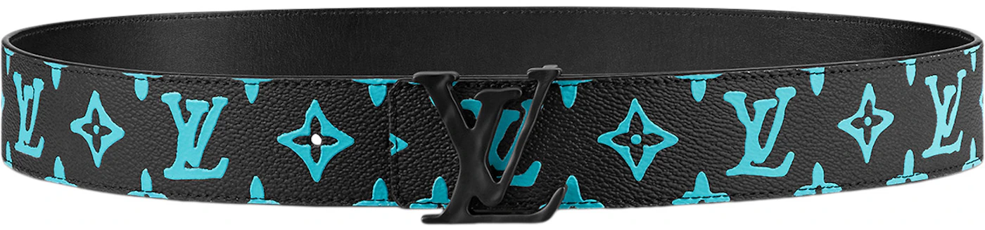 Louis Vuitton Belt LV Shape 40MM Reversible Black/Blue in Canvas ...