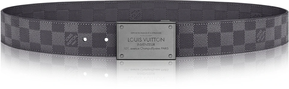 Louis Vuitton Belt Neo Inventeur Reversible Graphite Ruthenium Buckle 40mm in Canvas/Leather with Ruthenium