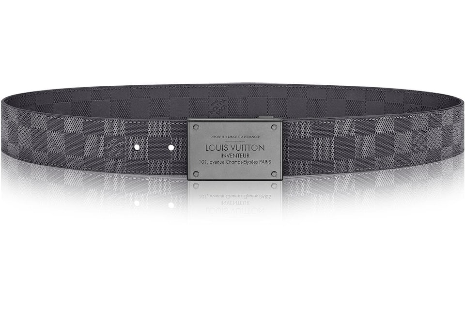 Louis Vuitton Belt Neo Inventeur Reversible Damier Graphite Ruthenium  Buckle 40mm Black/Grey in Canvas/Leather with Ruthenium - US