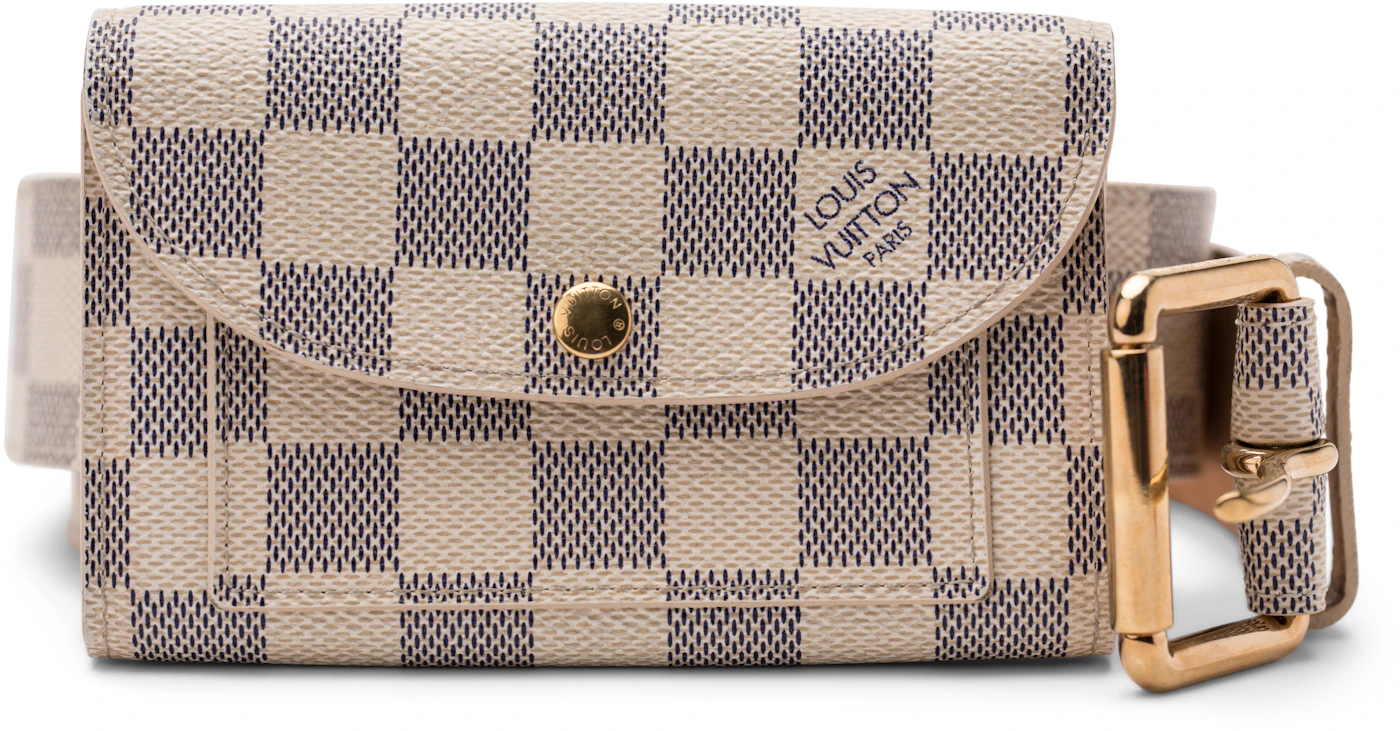 Louis Vuitton Belt Pochette Solo Damier Azur in Leather with Brass - GB