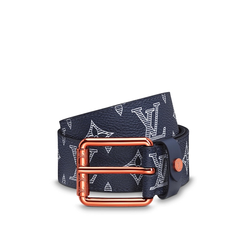 Louis Vuitton Belt Voyager Monogram Upside Down Ink Navy in Coated