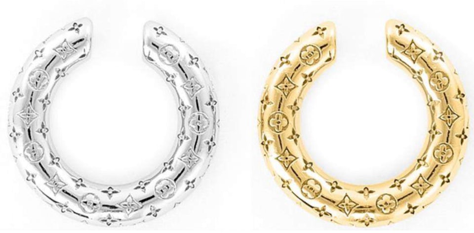 Louis Vuitton Gold Nanogram Hoop Earrings