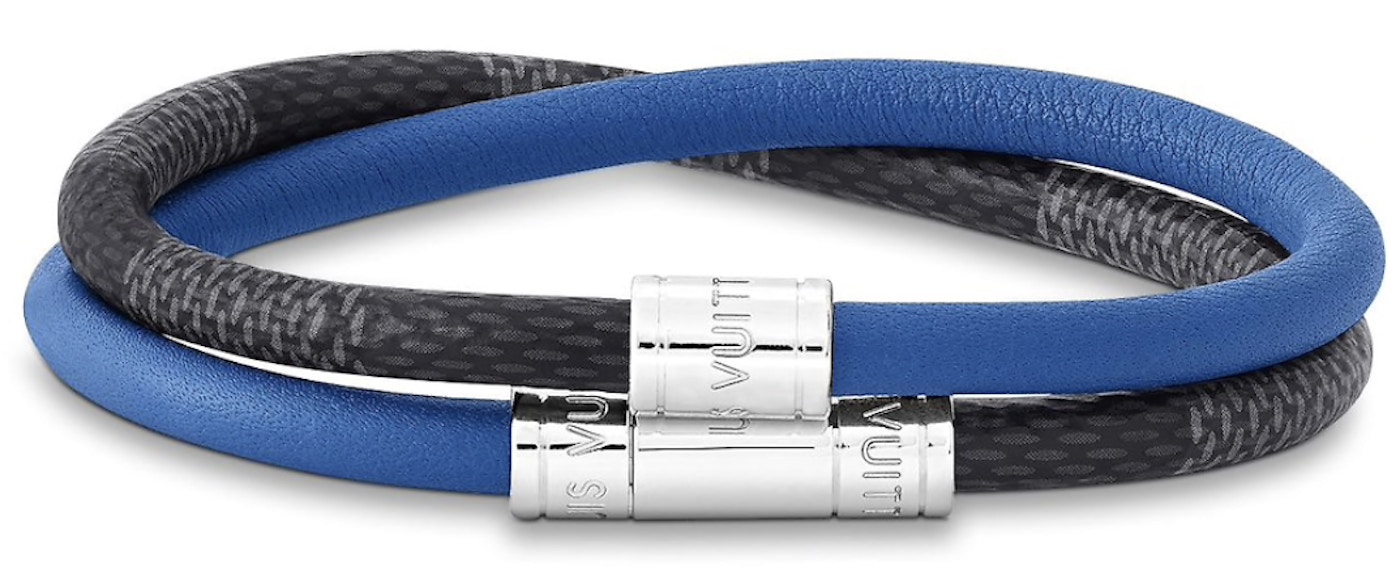 riffel blive irriteret foragte Louis Vuitton Bracelet Keep It Double Damier Graphite Blue in Coated Canvas  with Silver-tone