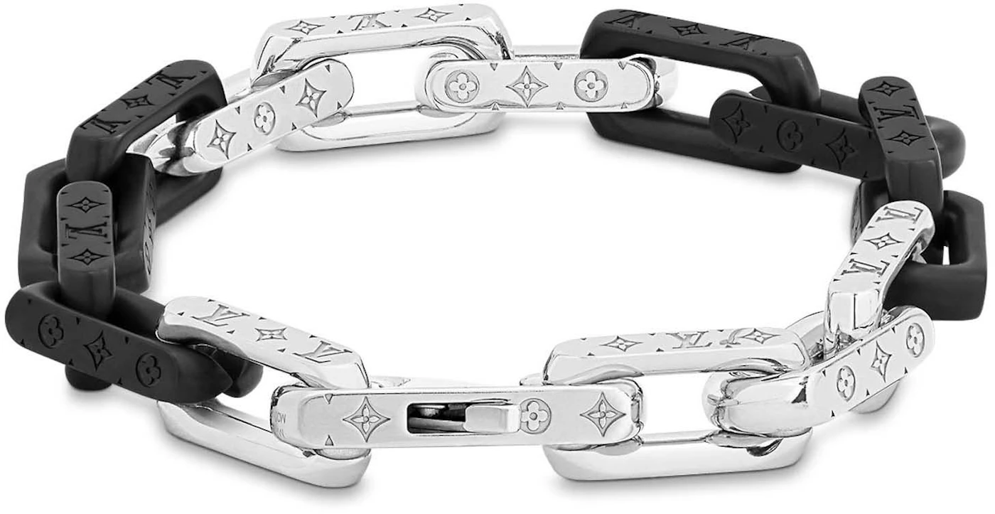 Louis Vuitton Bracelet Monogram Chain Silver-tone/Black in Stainless ...