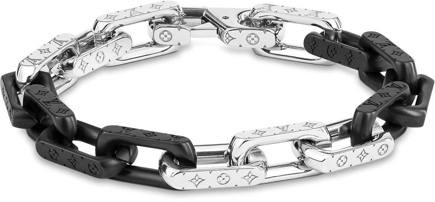 Louis Vuitton Bracelet Monogram Chain Silver-tone/Black in Stainless ...
