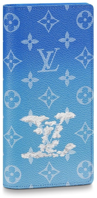 Louis Vuitton Brazza Wallet (16 Card Slot) Clouds Monogram Blue in