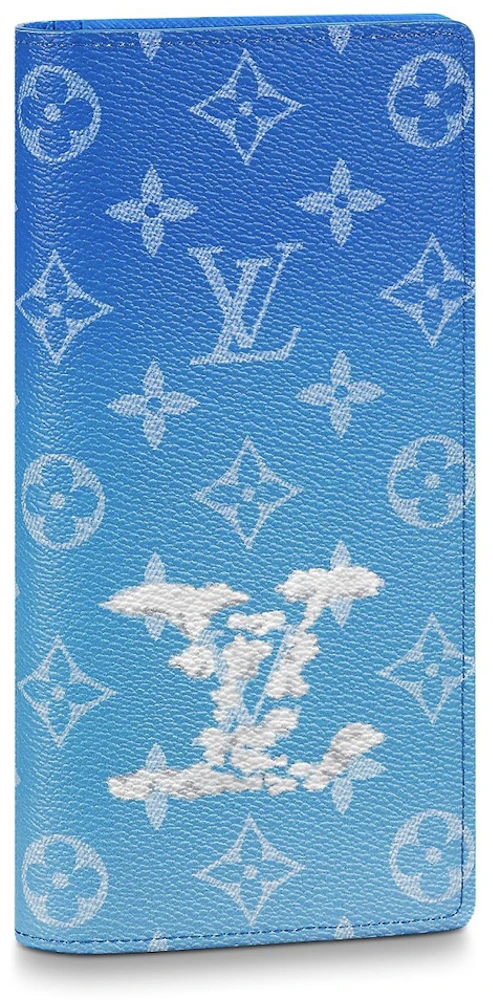 LOUIS VUITTON Brazza Monogram Canvas Bifold Wallet Blue - 15% OFF