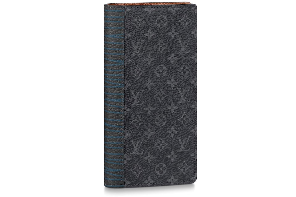 Louis Vuitton Brazza Wallet Monogram Eclipse (16 Card Slot) Patchwork  Black/Blue in Coated Canvas/Cowhide Leather - US