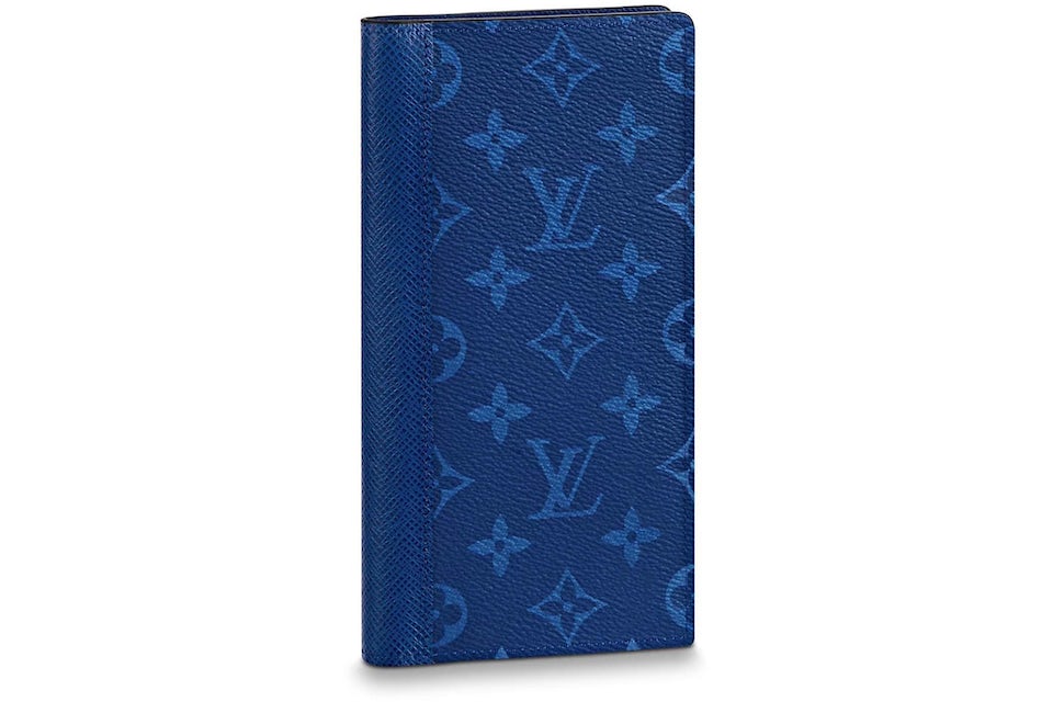 Louis Vuitton Brazza Wallet Navy Blue in Monogram Coated Canvas/Taiga  Cowhide Leather - US