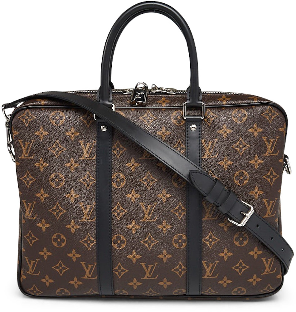 Louis Vuitton Briefcase Monogram Macassar PM Black/Brown in Coated Canvas/Leather