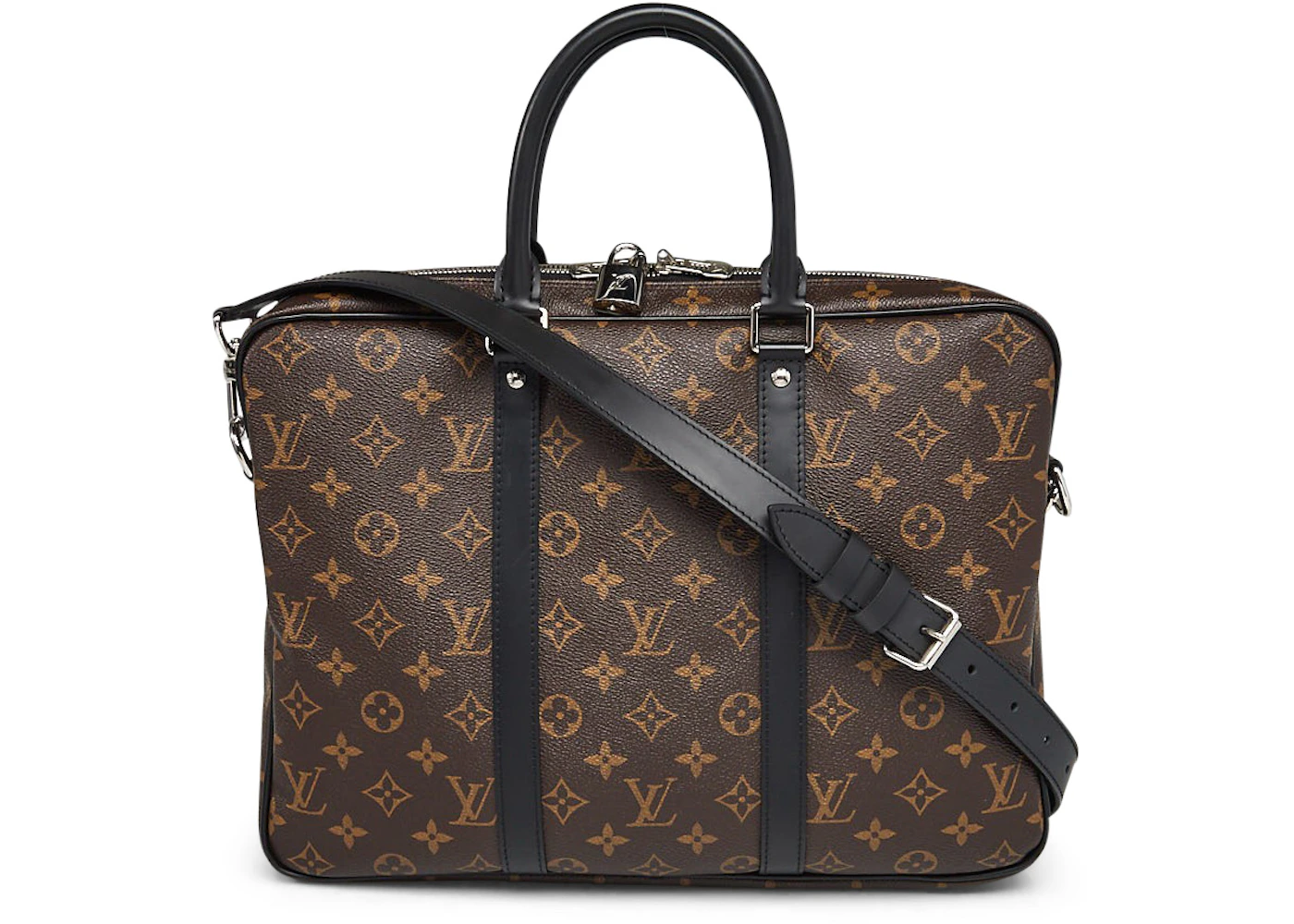 Louis Vuitton Monogram Macassar Canvas Porte-Documents Voyage PM Briefcase Laptop  Bag Article: M52005