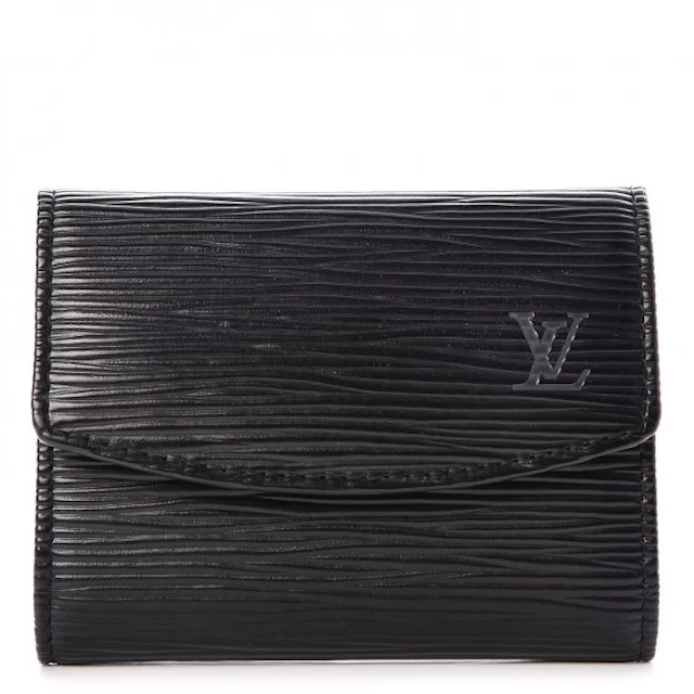Louis Vuitton Business Card Holder Epi Noir Black in Leather with Brass ...