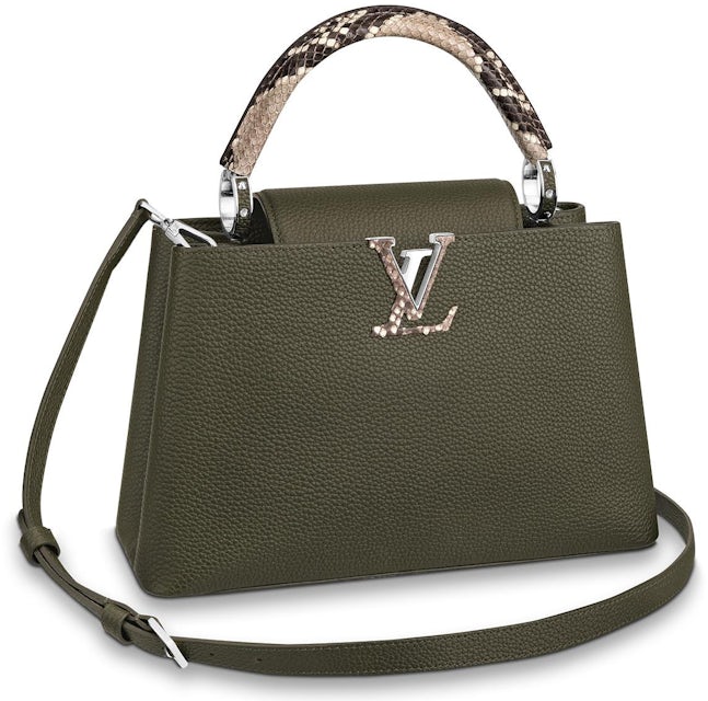 Authentic New Louis Vuitton Capucines Leather Bag N93799 Olive Green/Khaki