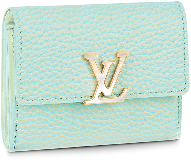 Louis Vuitton Capucines Wallet XS Vert d'eau Green in Taurillon Leather  with Gold-tone - GB