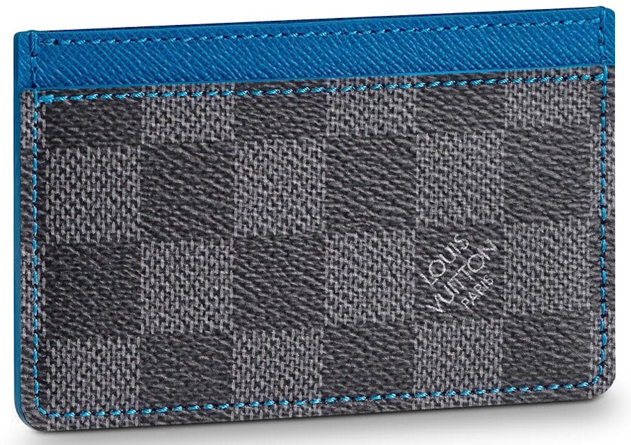 Louis Vuitton Card Holder Damier Graphite Grey/Blue in Coated
