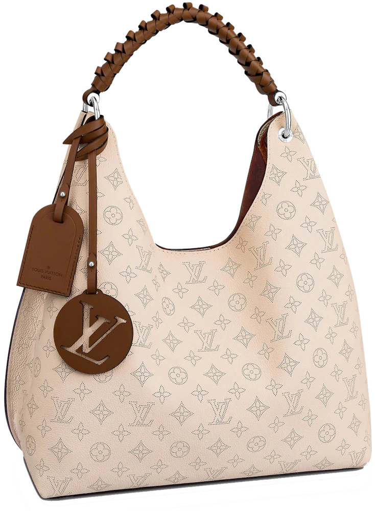 Louis Vuitton Carmel Mahina Hobo Bag Cream in Calfskin Leather with  Silver-tone - GB