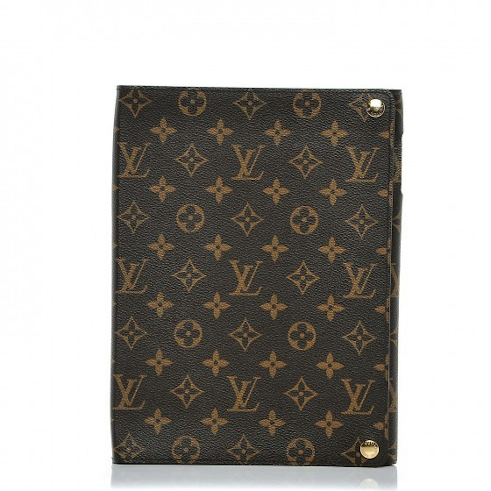 Louis Case Ipad Monogram Brown Toile Canvas with Gold-tone