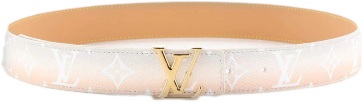 Authentic Louis Vuitton White Multicolor Canvas Fuchsia Pink LV Logo Belt 30mm Size 90/33