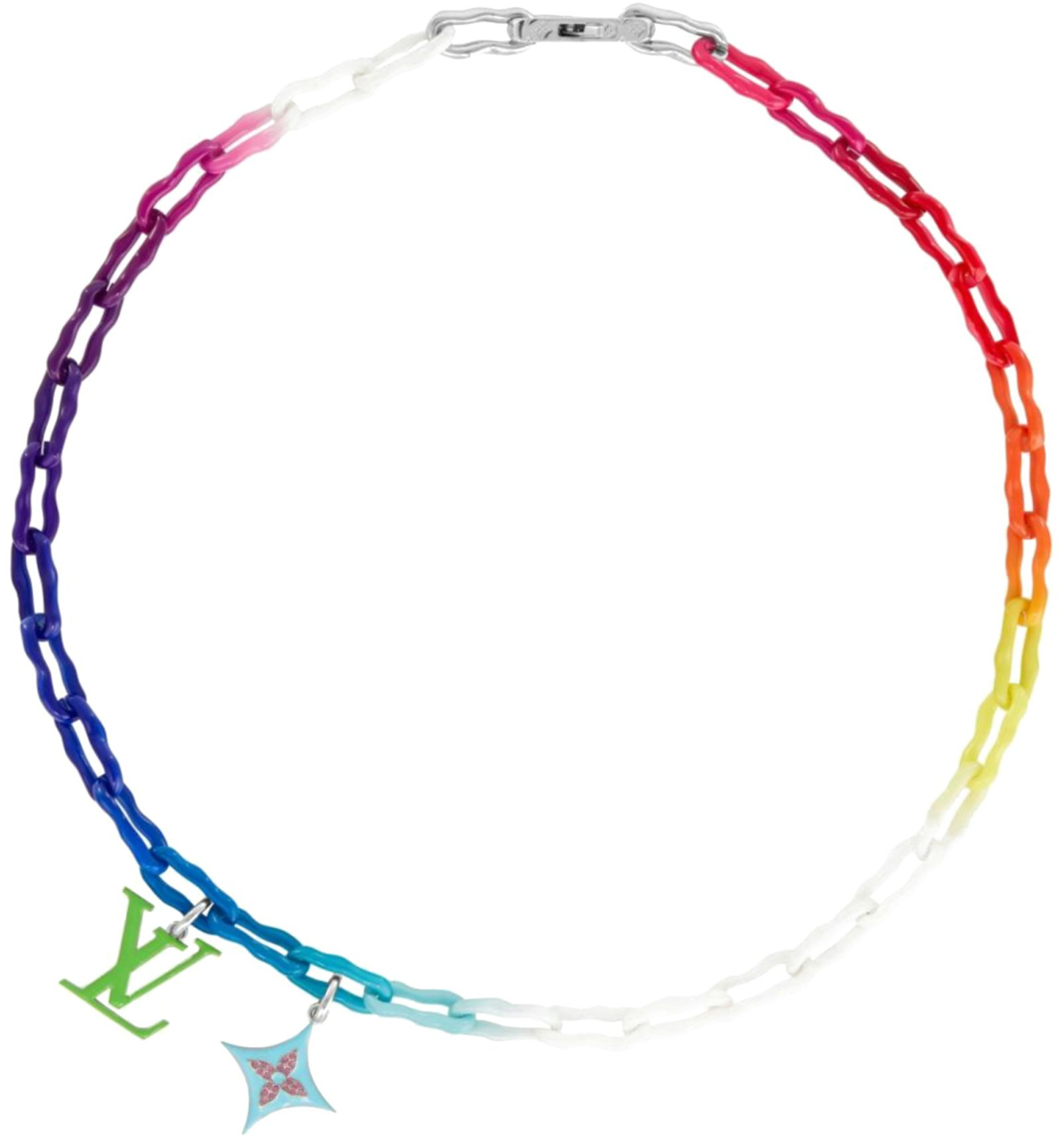 Louis Vuitton Ceramic Chain Necklace Rainbow in Ceramic with Silver/Rainbow-tone  - US