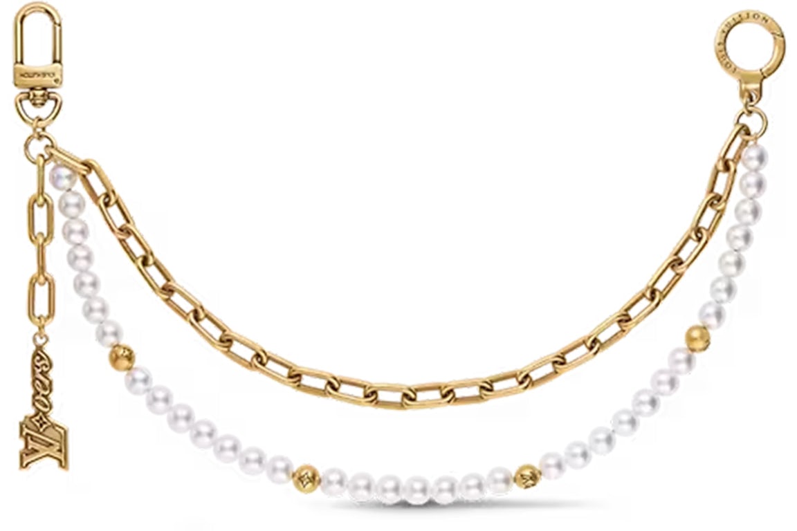 Louis Vuitton Chain Belt Pearls Bag Charm Gold in Brass/Glass Pearls ...