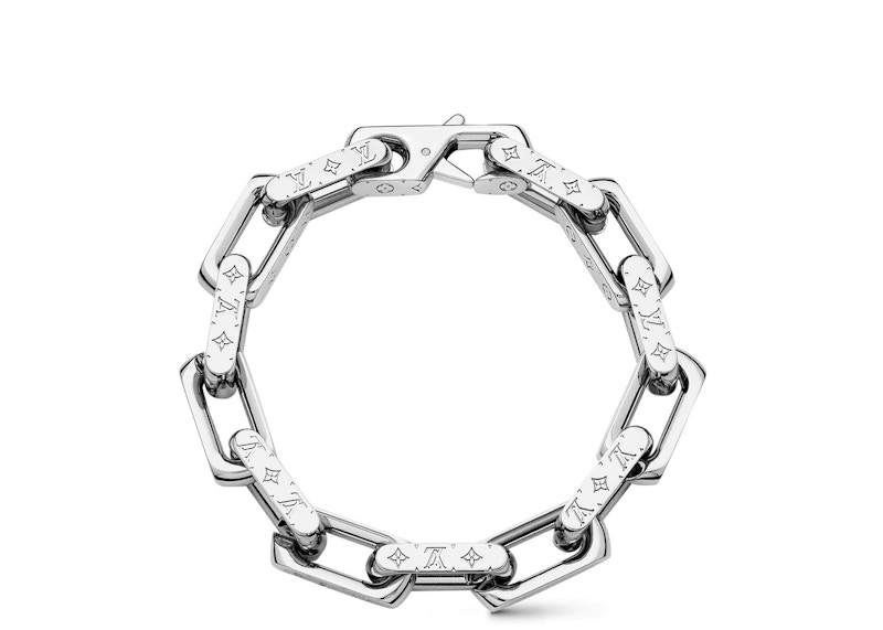 Louis Vuitton Chain Bracelet Engraved Monogram Silver in Metal