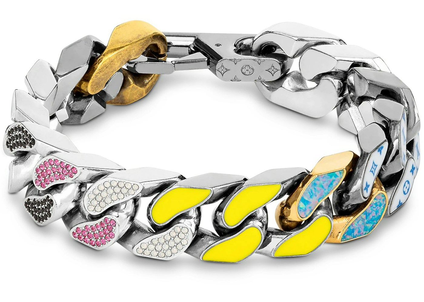 Louis Vuitton Chain Link Bracelet Multicolor In Metal Crystals With Silver Tone Louis Vuitton Chain Link Bracelet Multicolor In Metal Crystals With Silver Tone