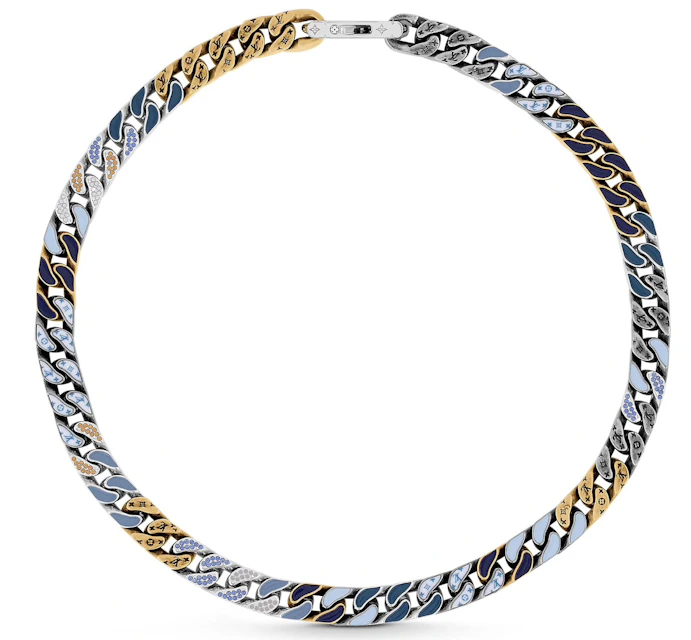 Louis Vuitton Chain Link Necklace Blue Multicolor Metal with Silver-tone