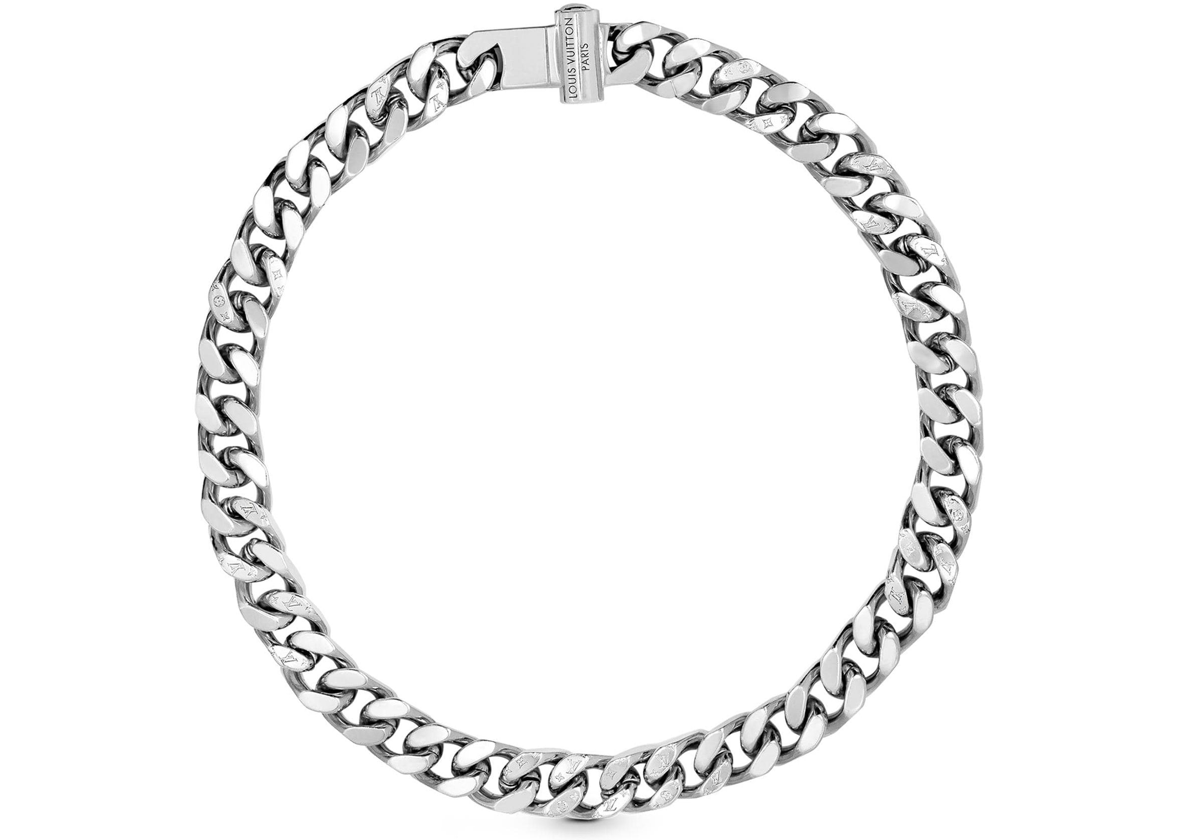 Louis Vuitton Chain Links Necklace Engraved Monogram Silver in Metal with  Silver-tone - US