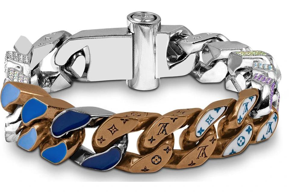 Louis Vuitton Chain Links Patches Bracelet Engraved Monogram Multicolor In Strass Enamel Swarovski With Silver Tone Louis Vuitton Chain Links Patches Bracelet Engraved Monogram Multicolor In Strass Enamel Swarovski With Silver Tone