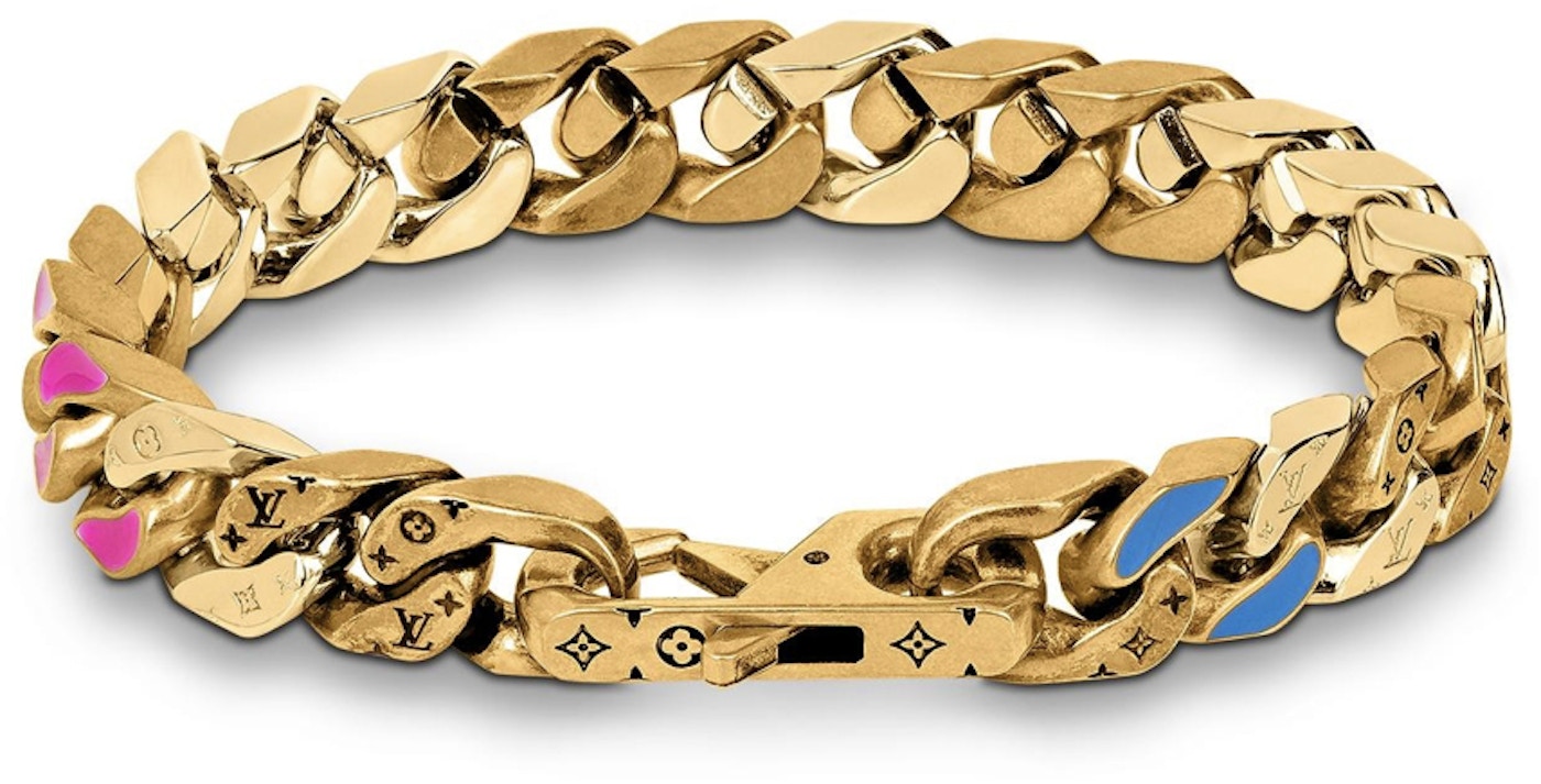 Louis Vuitton Chain Links Patches Bracelet Gold Multi in Gold with Aged