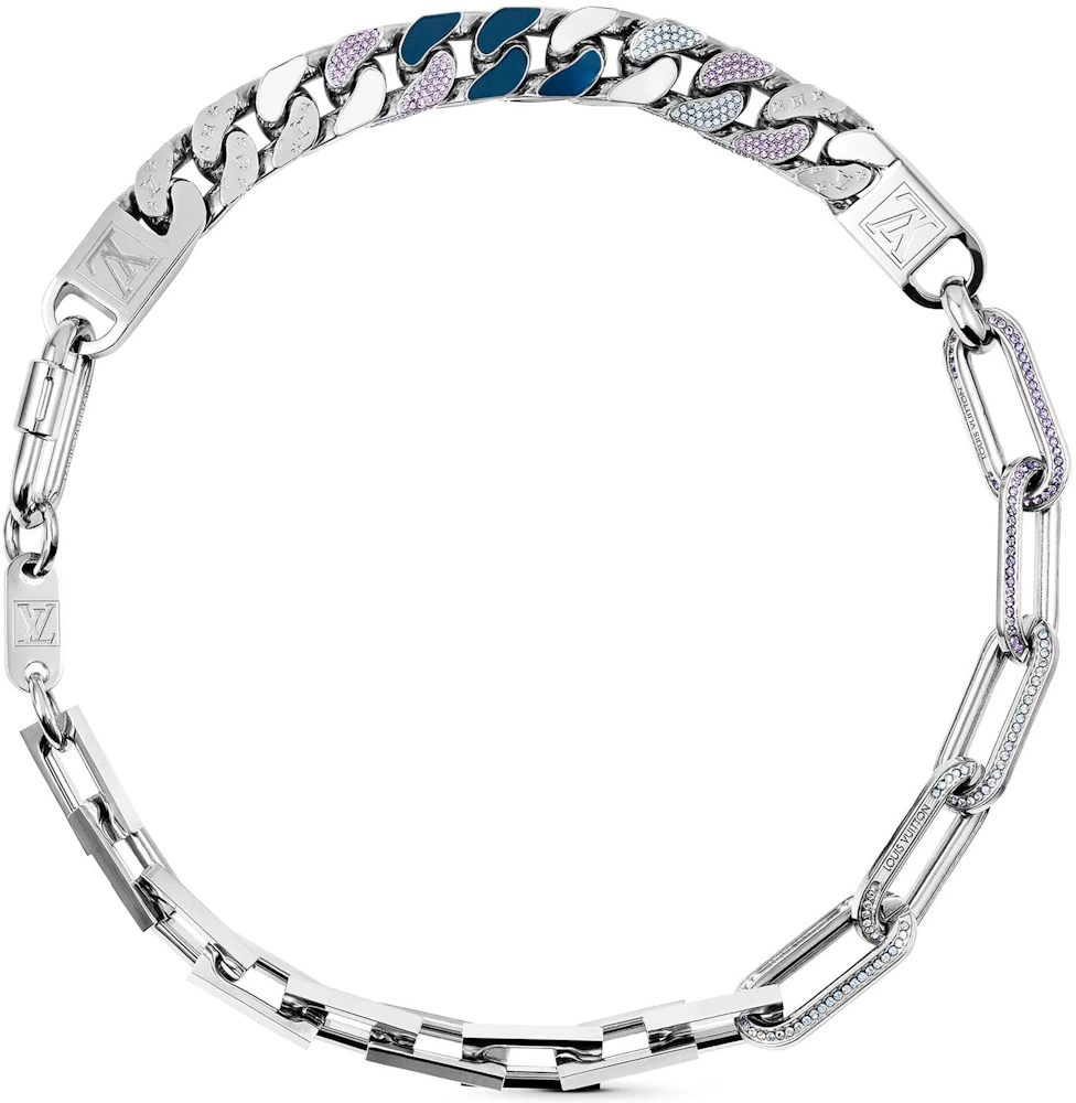 Louis Vuitton Chain Links Patches Necklace Blue Multicolor in  Metal/Enamel/Swarovski Crystals with Silver-tone - GB