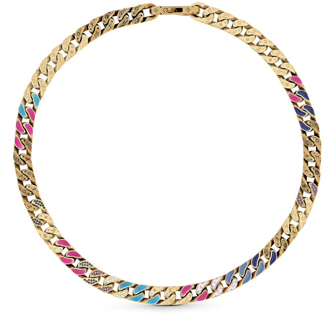 Louis Vuitton Chain Links Patches Necklace Gold Multi in Gold with Aged  Gold-tone - US