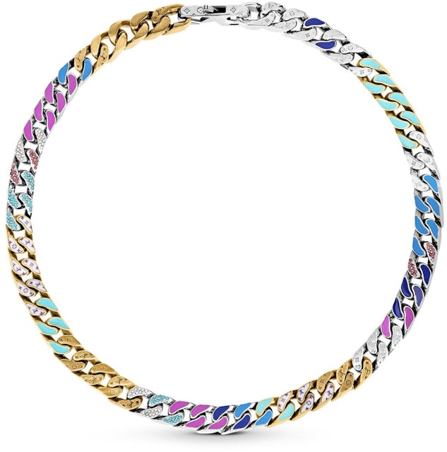 Louis Vuitton Chain Links Patches Necklace Blue Multicolor in  Metal/Enamel/Swarovski Crystals with Silver-tone - US