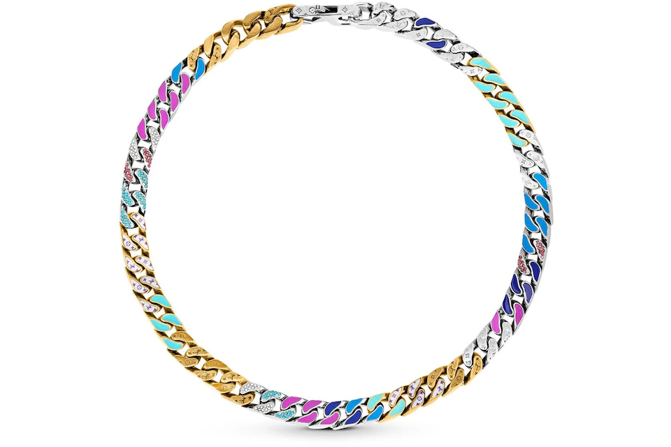 Louis Vuitton Chain Links Patches Necklace Multicolor