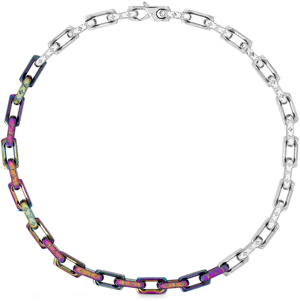 Louis Vuitton Chain Necklace Monogram Rainbow in Metal Silver/Rainbow-tone