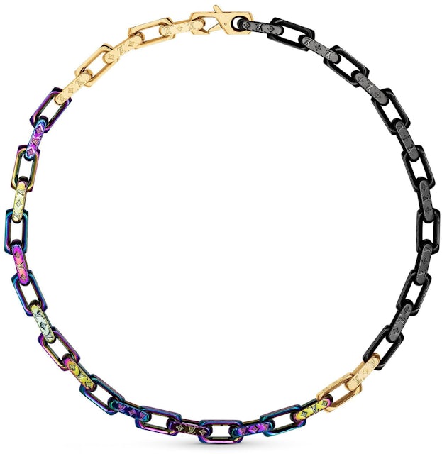 Louis Vuitton Chain Necklace Engraved Monogram Colors Black/Gold/Multicolor  in Metal with Black/Gold/Multicolor - GB