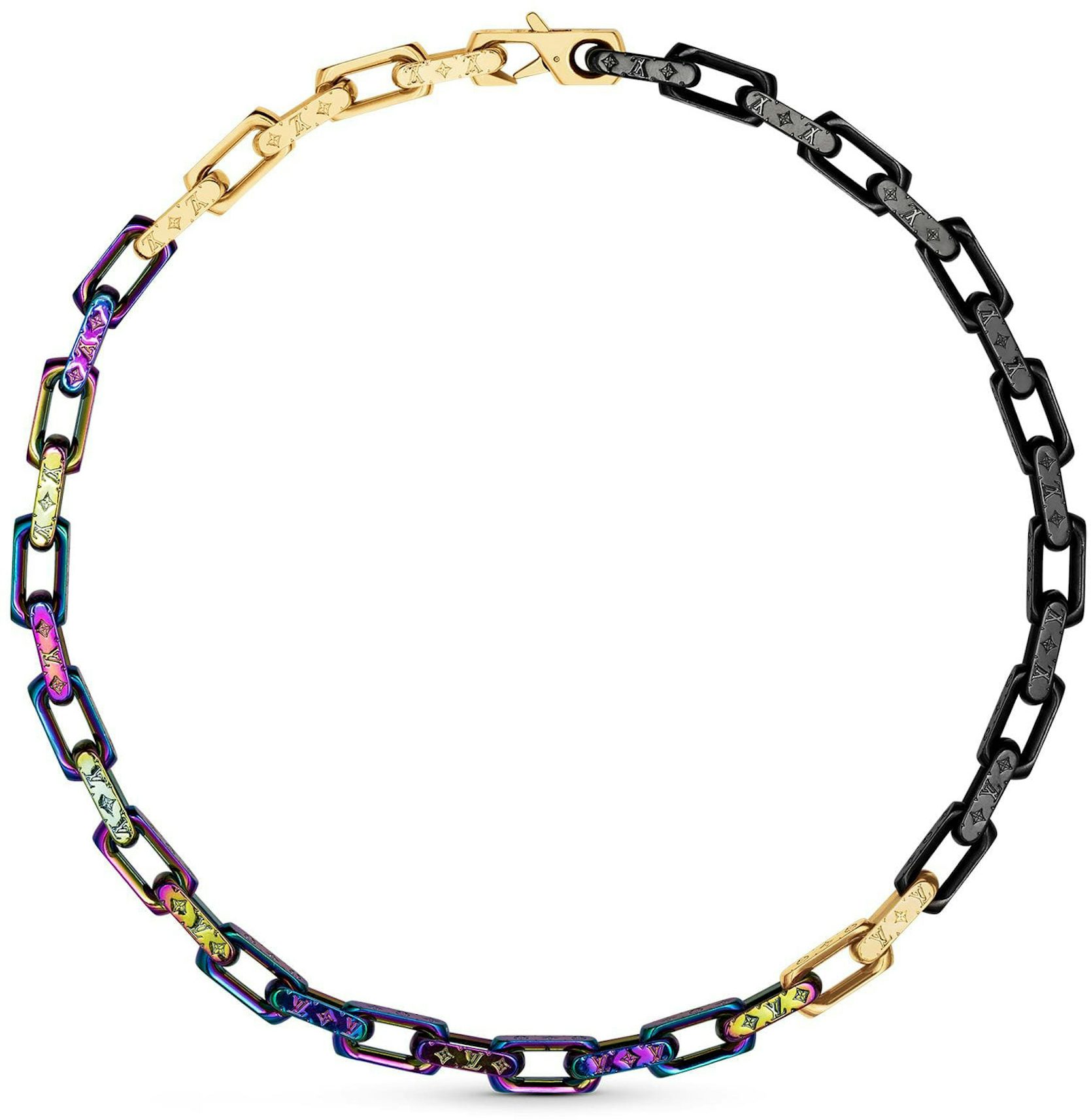 Louis Vuitton Chain Necklace Engraved Monogram Colors Black/Gold/Multicolor  in Metal with Black/Gold/Multicolor - US