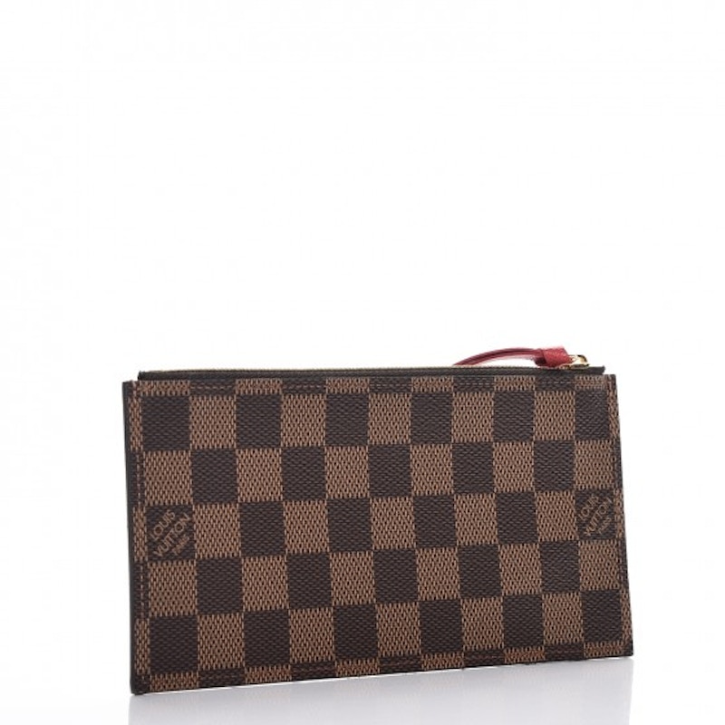 Louis Vuitton Pochette Felicie Zippered Insert Damier Ebene Red Lining in Canvas with Brass US