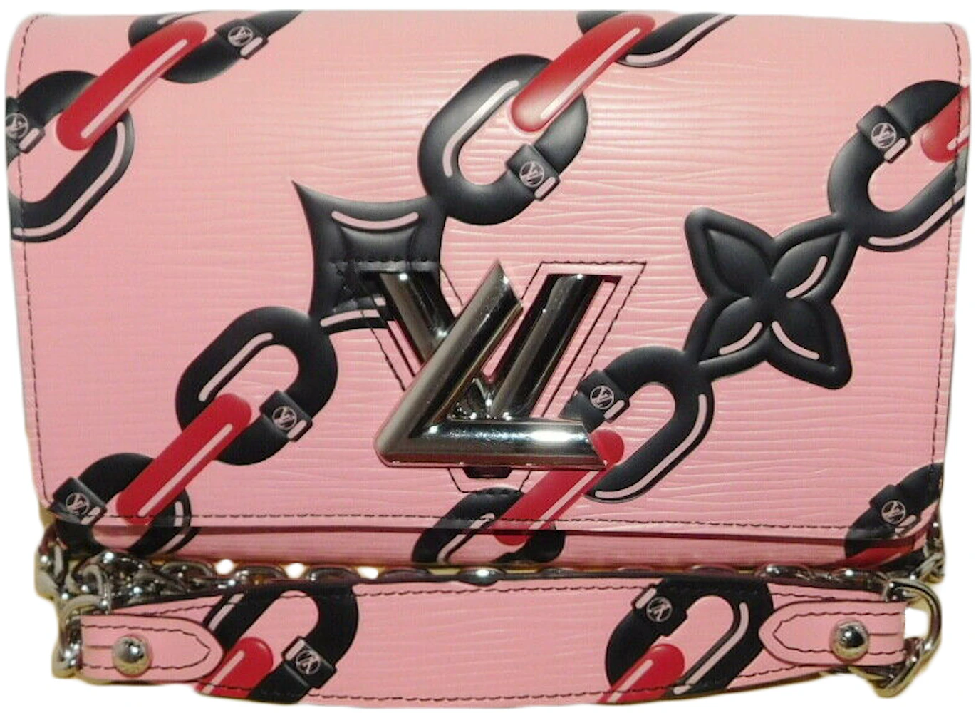 Louis Vuitton Pink Chain Flower Epi Leather Twist Wallet on Chain