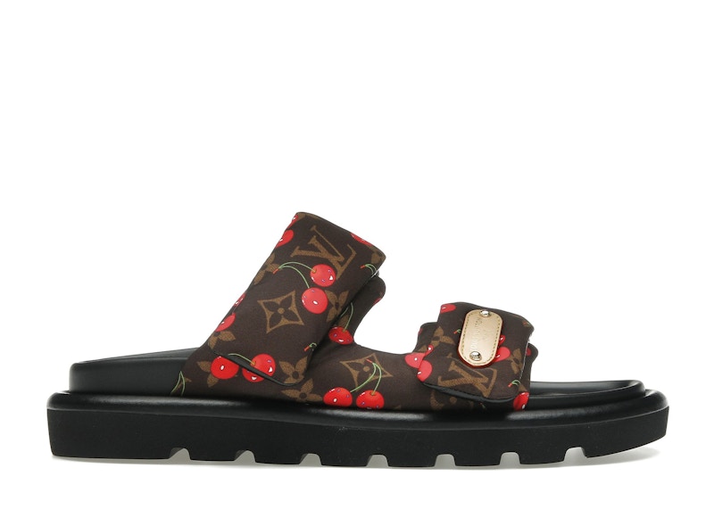 Pre-owned Louis Vuitton Women's  Cherry Pool Pillow Flat Comfort Mule X Takashi Murakami Brown Monogram Cherry  In Multi